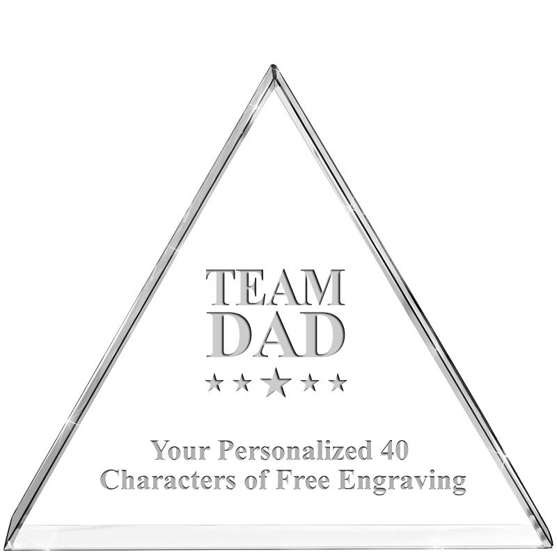 4"TRIANGLE CRYSTAL PAPERWEIGHT