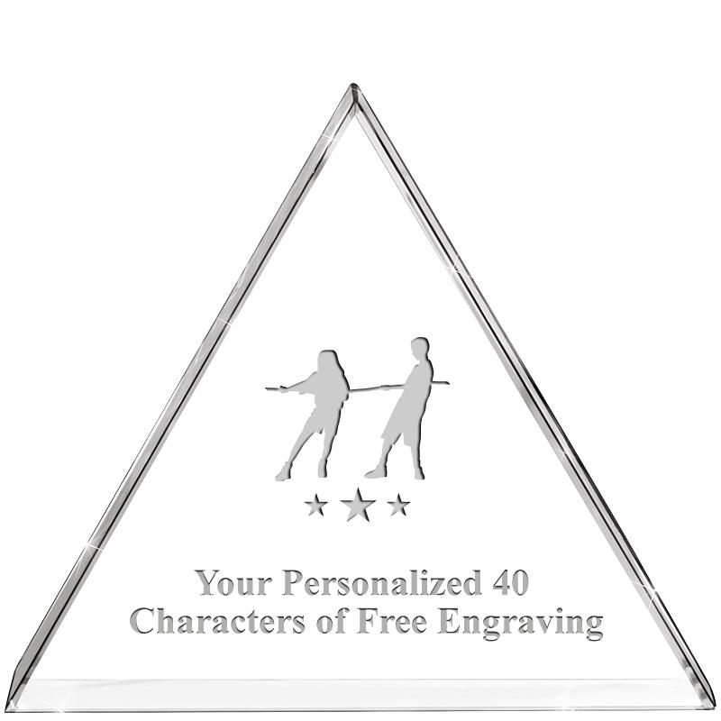 4"TRIANGLE CRYSTAL PAPERWEIGHT