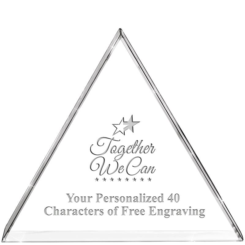 4"TRIANGLE CRYSTAL PAPERWEIGHT