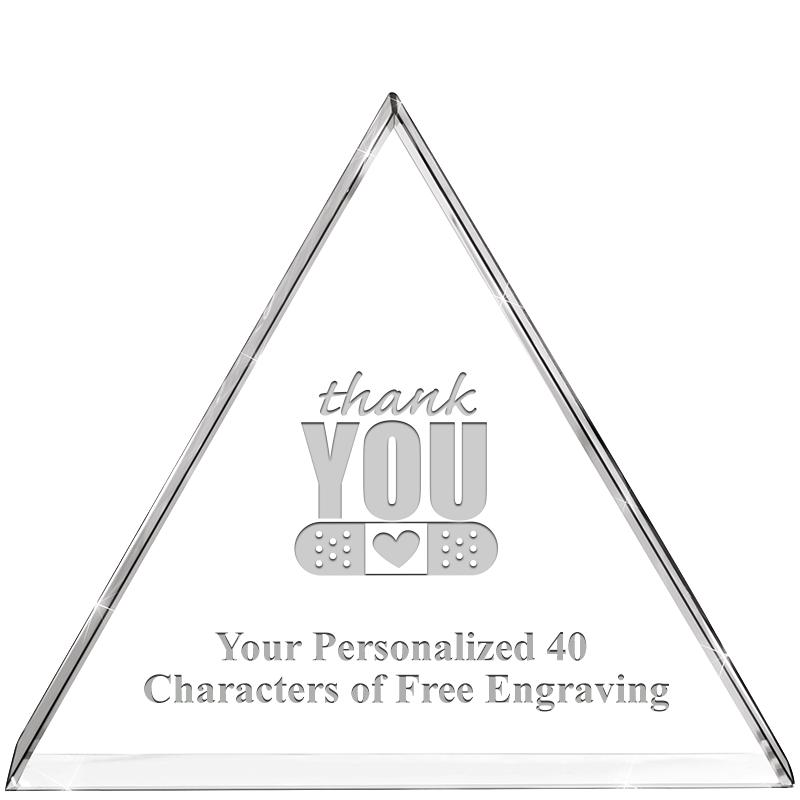 4"TRIANGLE CRYSTAL PAPERWEIGHT