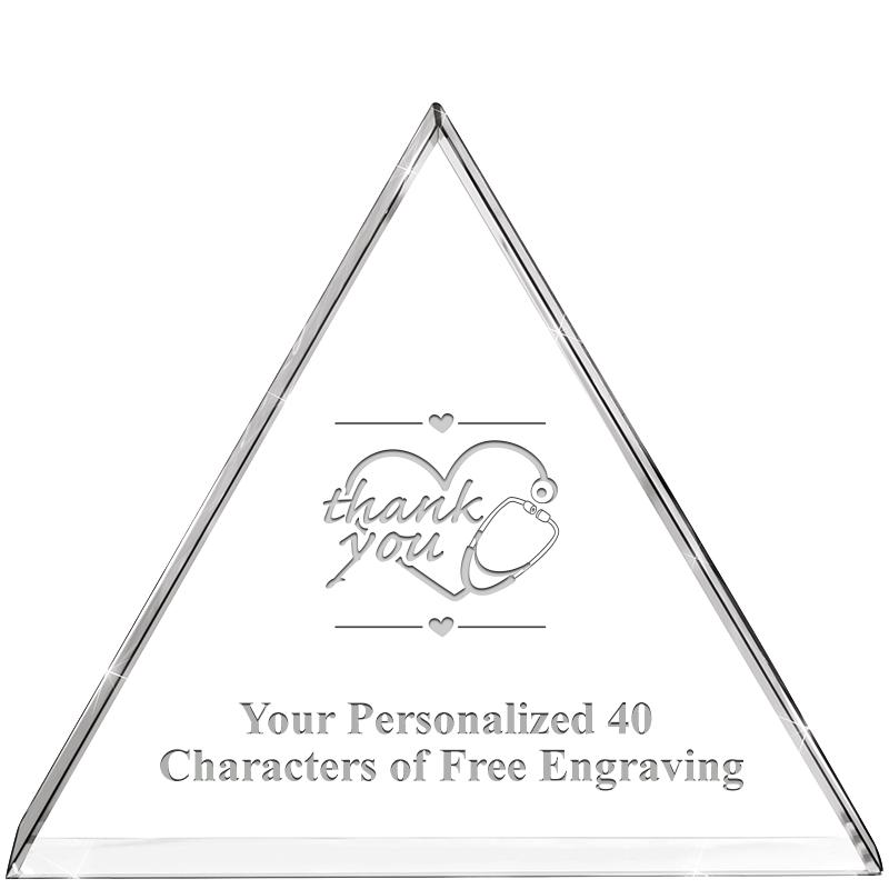 4"TRIANGLE CRYSTAL PAPERWEIGHT