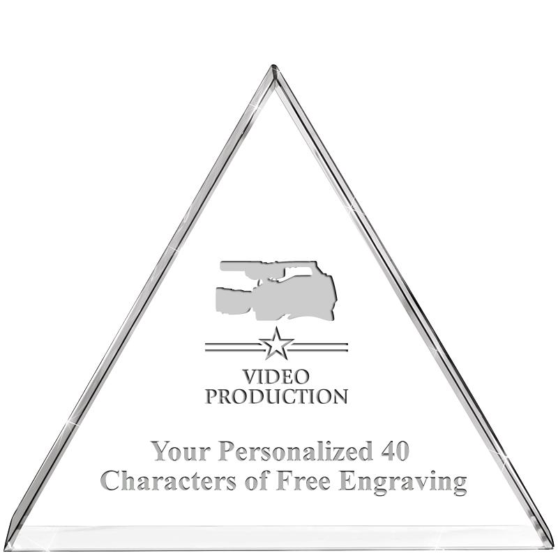 4"TRIANGLE CRYSTAL PAPERWEIGHT