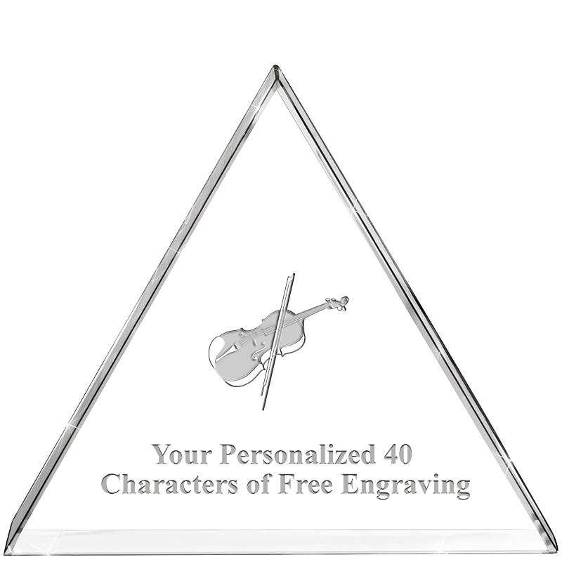 4"TRIANGLE CRYSTAL PAPERWEIGHT