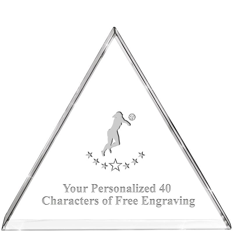 4"TRIANGLE CRYSTAL PAPERWEIGHT