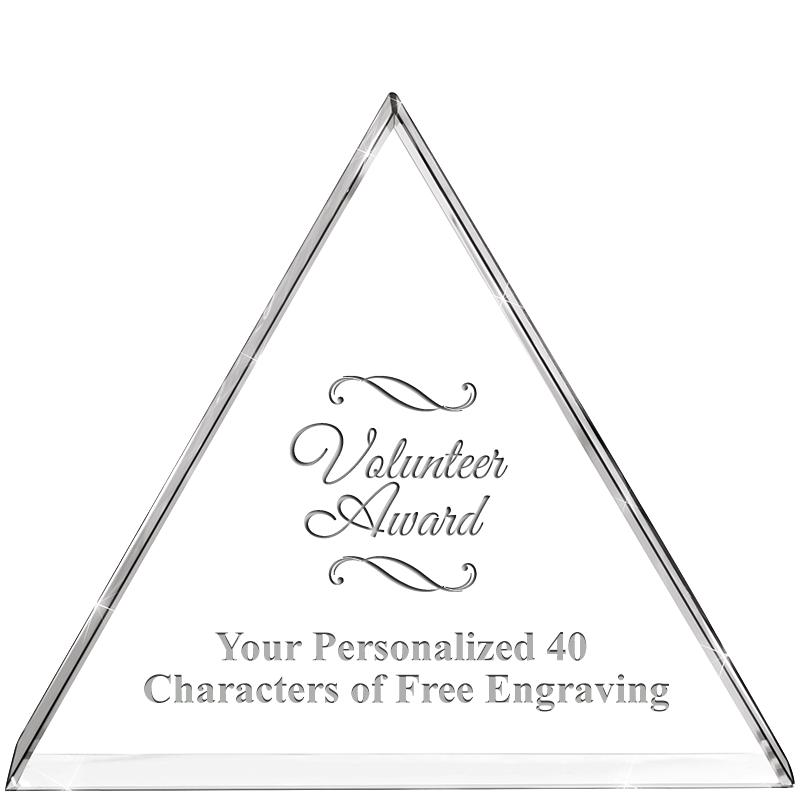 4"TRIANGLE CRYSTAL PAPERWEIGHT