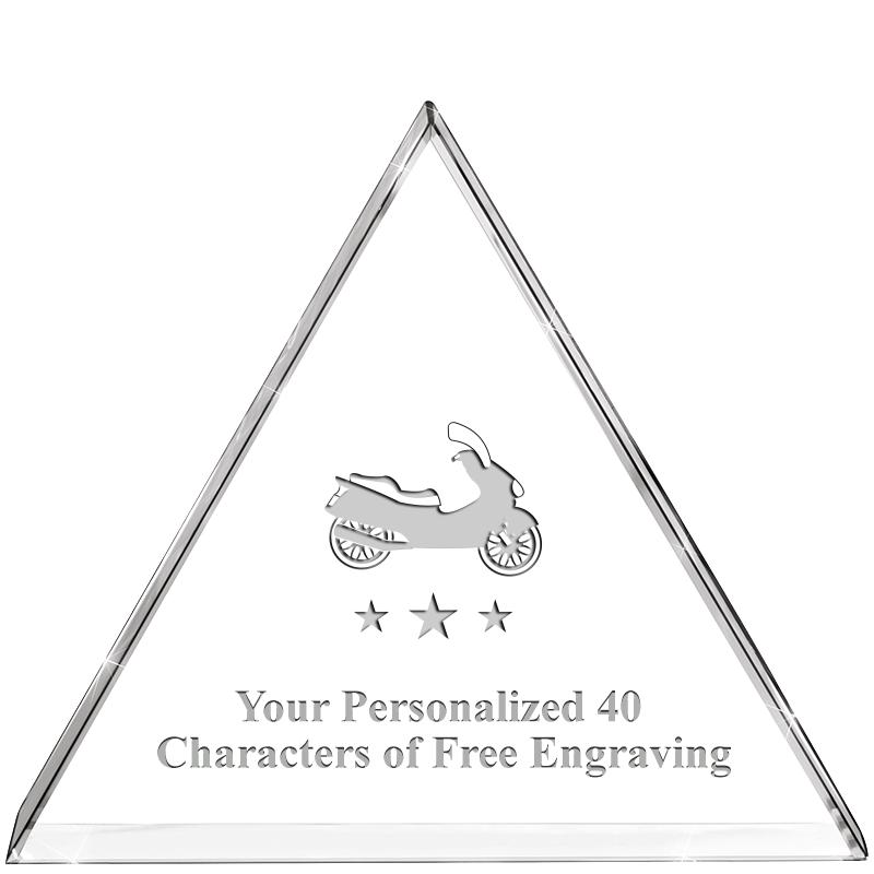 4"TRIANGLE CRYSTAL PAPERWEIGHT