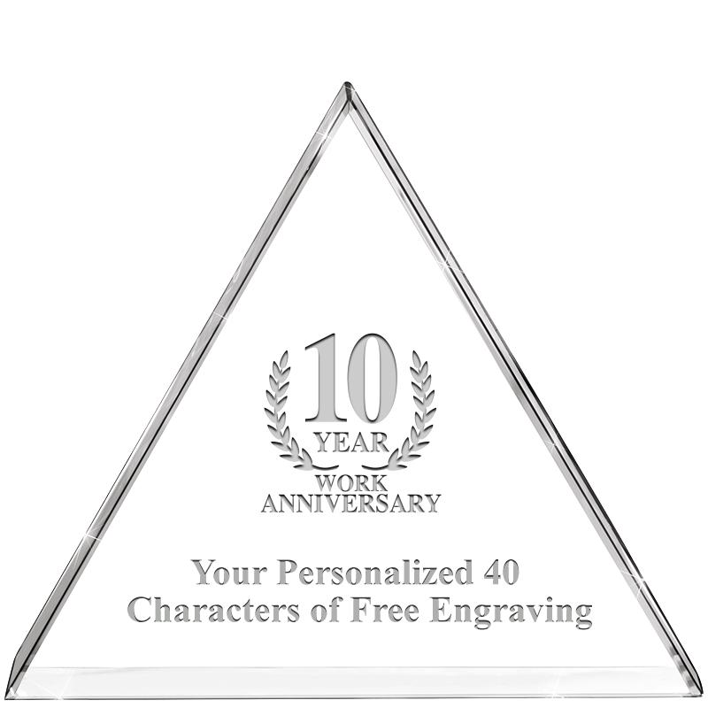 4"TRIANGLE CRYSTAL PAPERWEIGHT