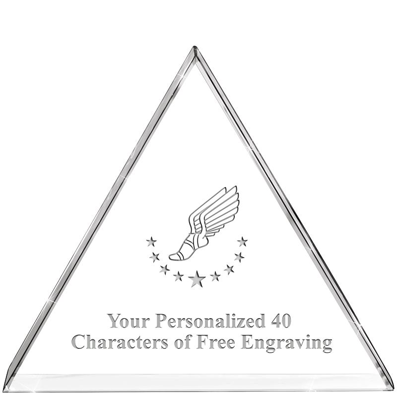 4"TRIANGLE CRYSTAL PAPERWEIGHT