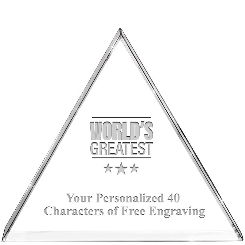 4"TRIANGLE CRYSTAL PAPERWEIGHT