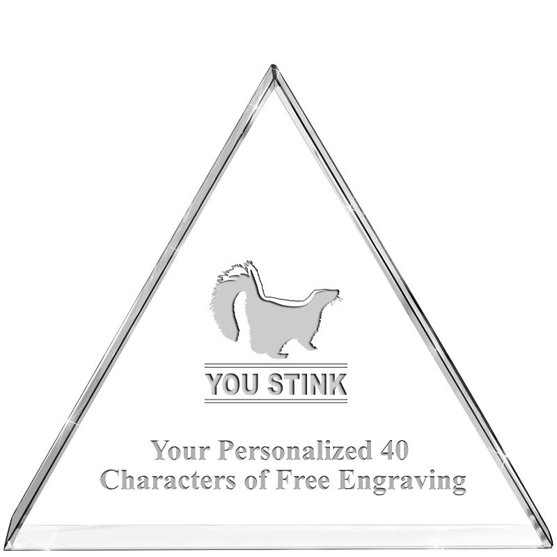 4"TRIANGLE CRYSTAL PAPERWEIGHT