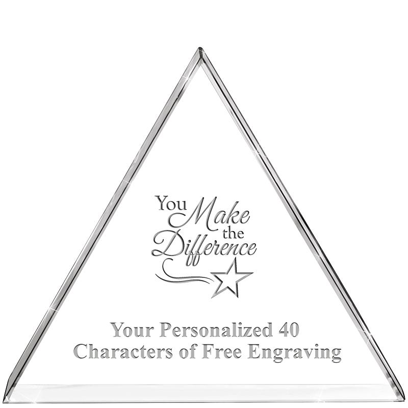 4"TRIANGLE CRYSTAL PAPERWEIGHT