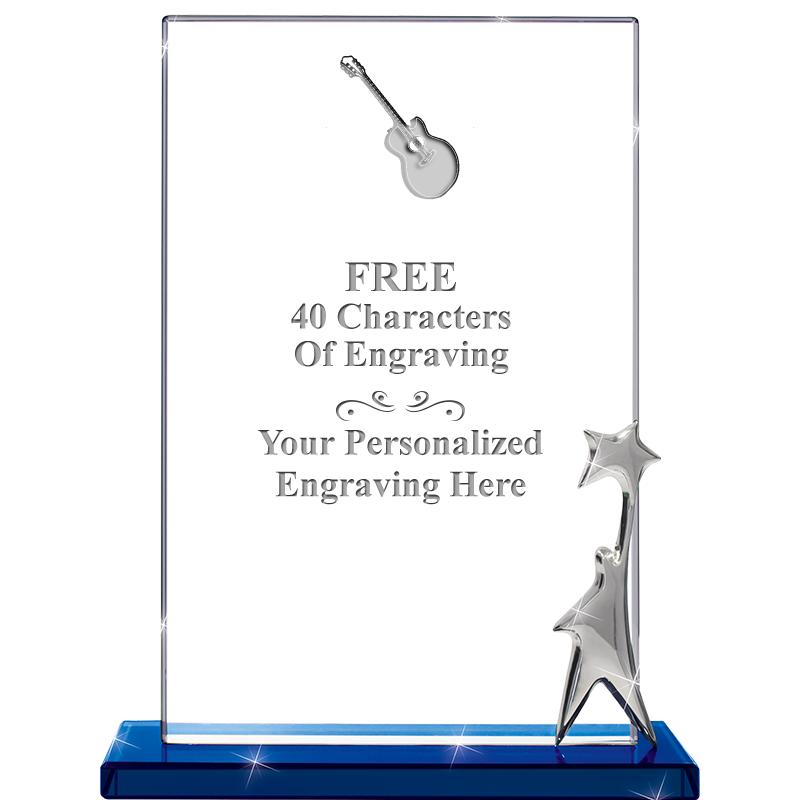 8.25" RISE UP BLUE BASE CRYSTL