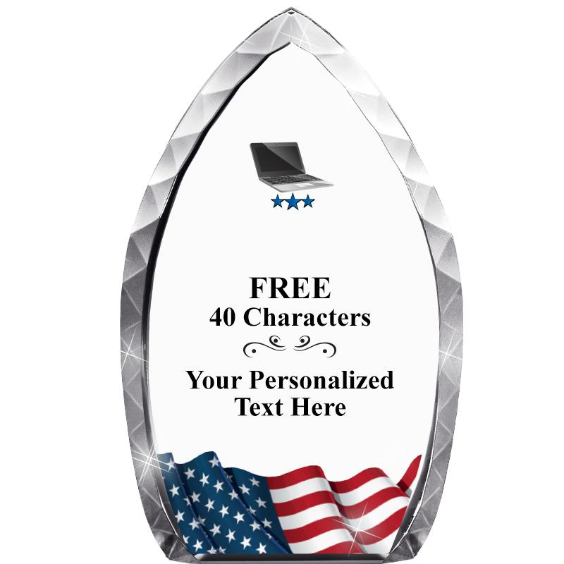 8" FLAG TEAR DROP CRYSTAL