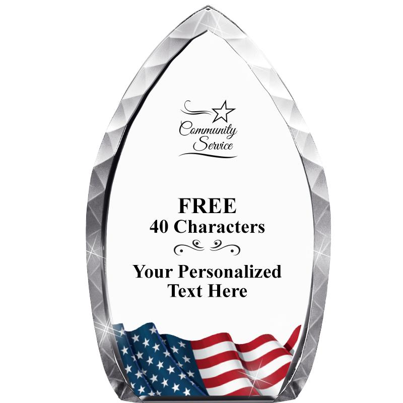 8" FLAG TEAR DROP CRYSTAL