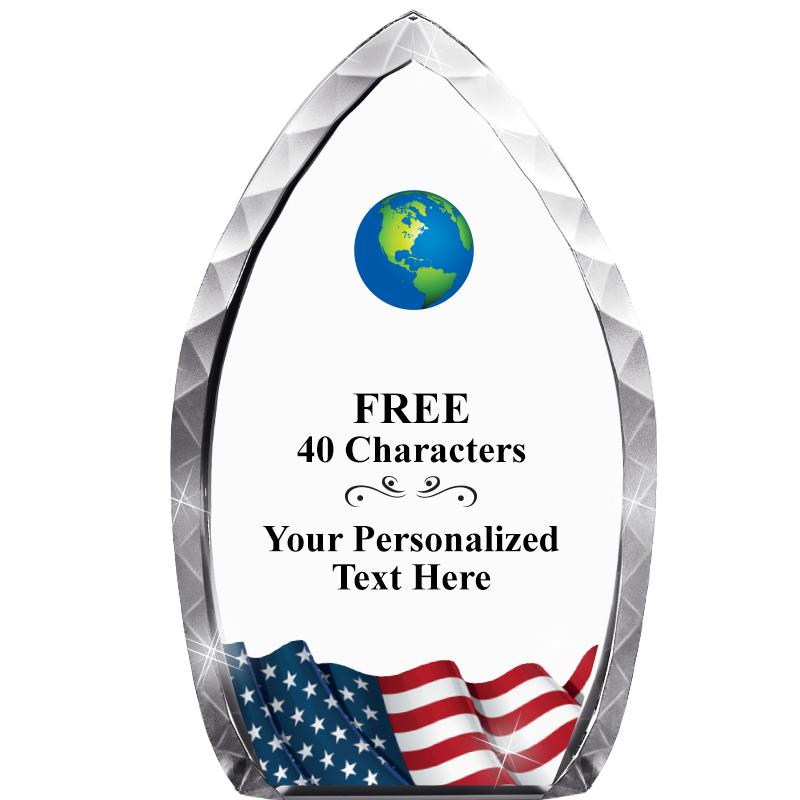 8" FLAG TEAR DROP CRYSTAL
