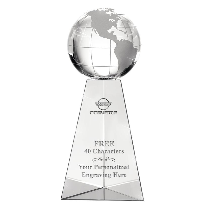 9" TRI-PEDESTAL GLOBE CRYSTAL