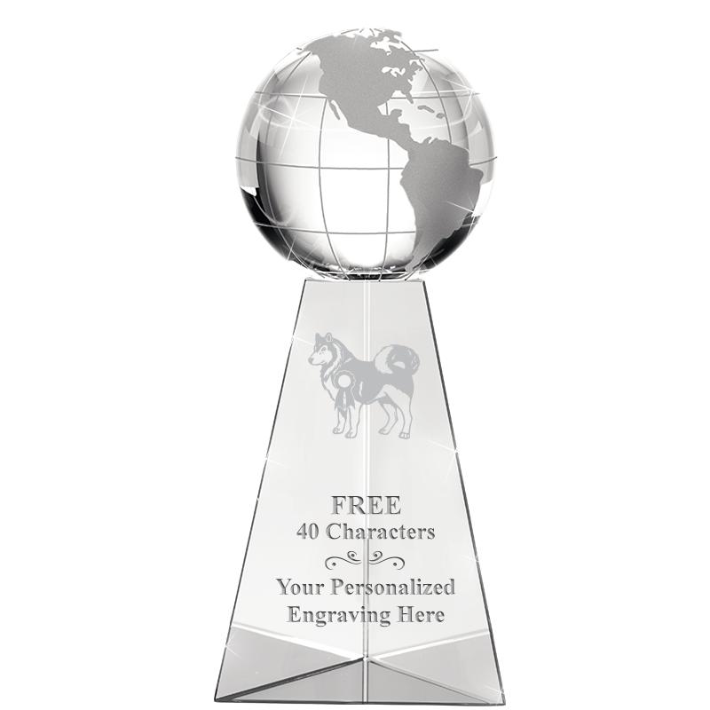 9" TRI-PEDESTAL GLOBE CRYSTAL
