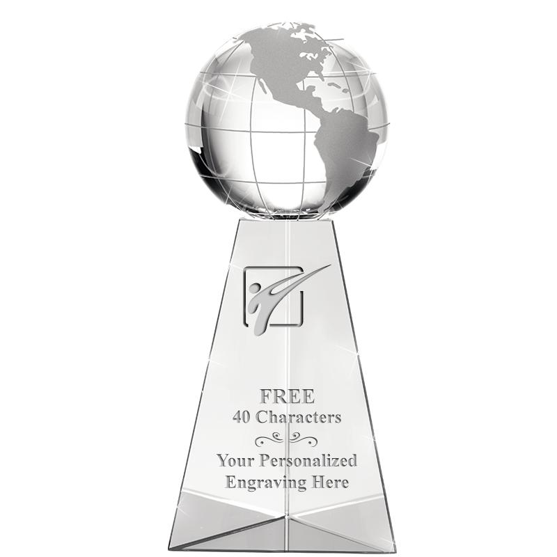 9" TRI-PEDESTAL GLOBE CRYSTAL