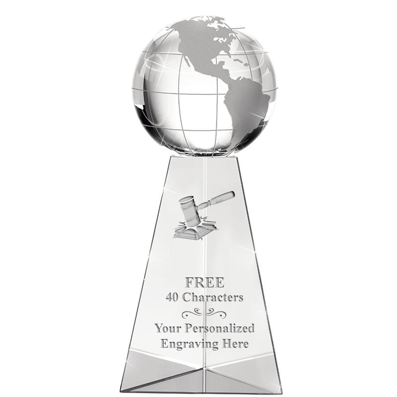 9" TRI-PEDESTAL GLOBE CRYSTAL