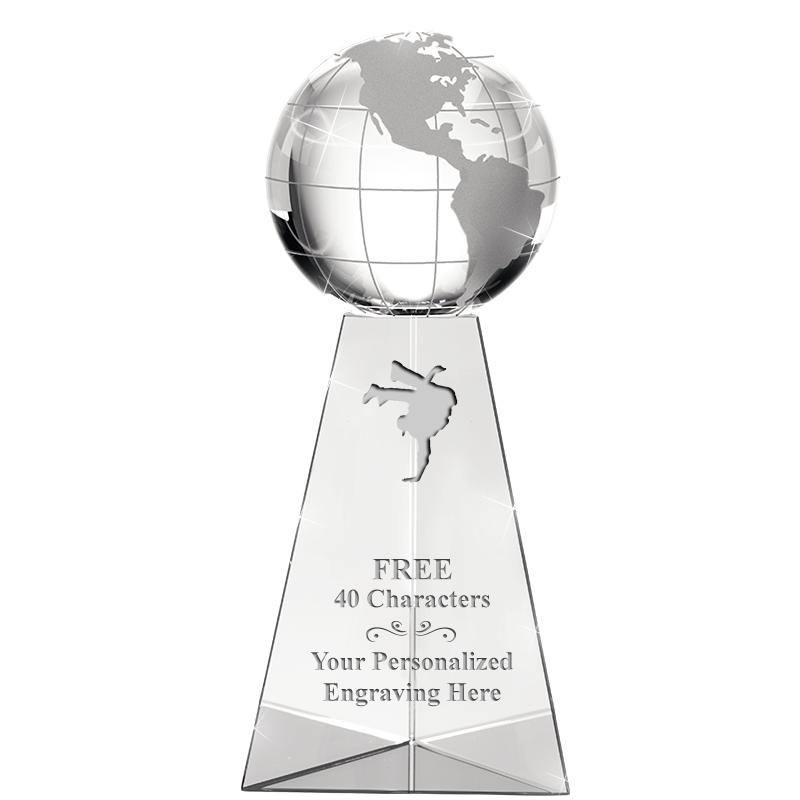 9" TRI-PEDESTAL GLOBE CRYSTAL