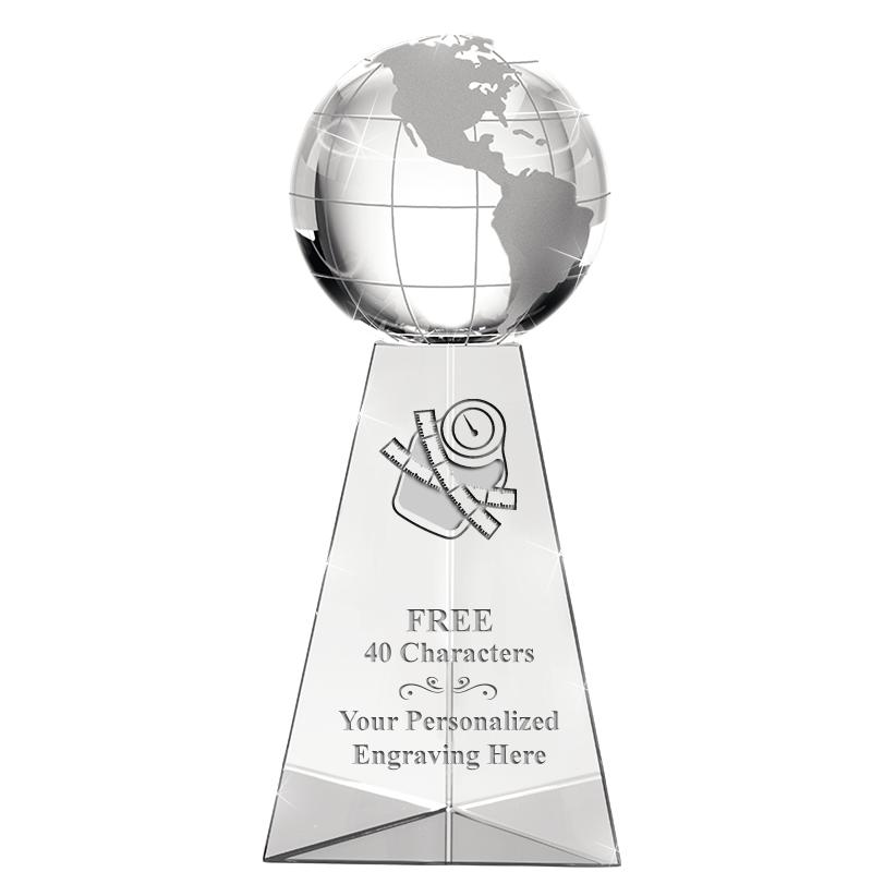 9" TRI-PEDESTAL GLOBE CRYSTAL