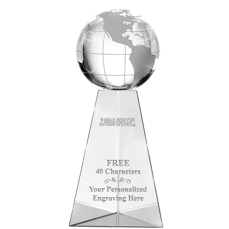 9" TRI-PEDESTAL GLOBE CRYSTAL