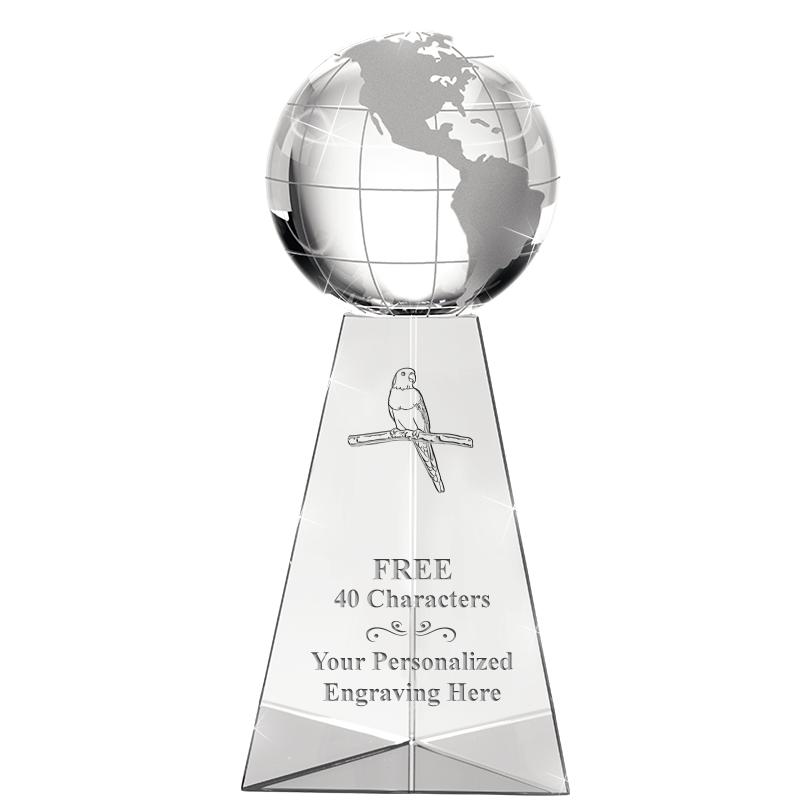 9" TRI-PEDESTAL GLOBE CRYSTAL