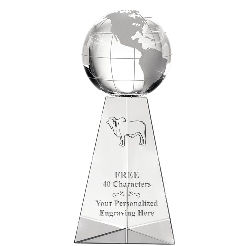 9" TRI-PEDESTAL GLOBE CRYSTAL