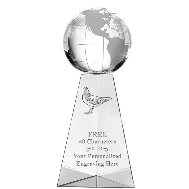 9" TRI-PEDESTAL GLOBE CRYSTAL