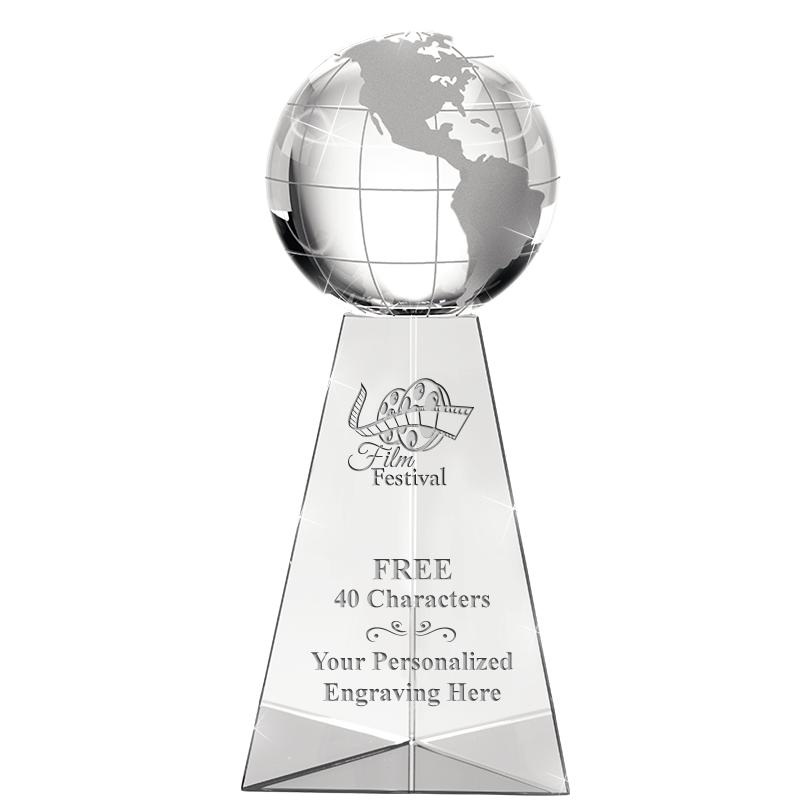 9" TRI-PEDESTAL GLOBE CRYSTAL