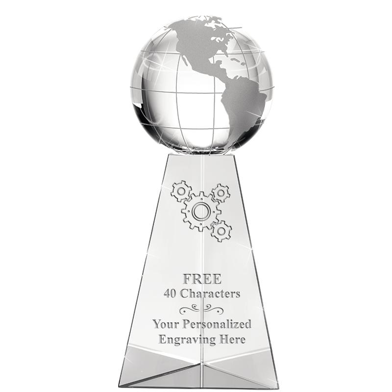 9" TRI-PEDESTAL GLOBE CRYSTAL