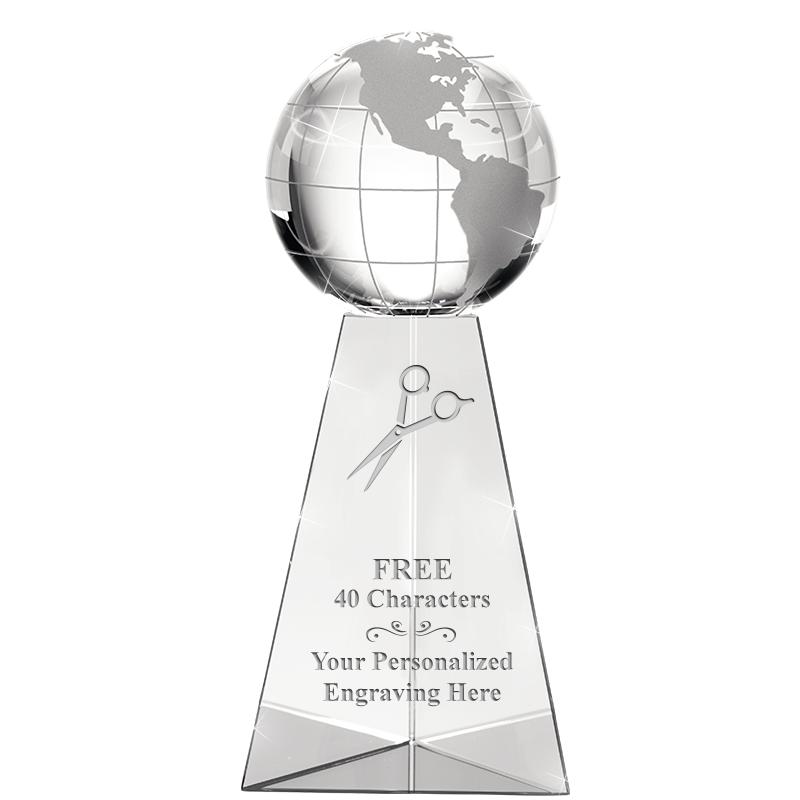 9" TRI-PEDESTAL GLOBE CRYSTAL