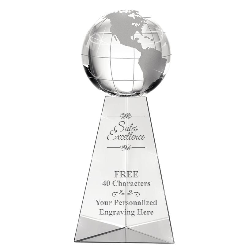 9" TRI-PEDESTAL GLOBE CRYSTAL