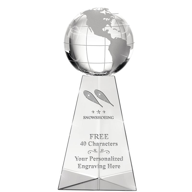 9" TRI-PEDESTAL GLOBE CRYSTAL