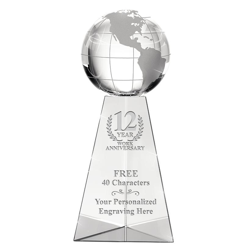 9" TRI-PEDESTAL GLOBE CRYSTAL