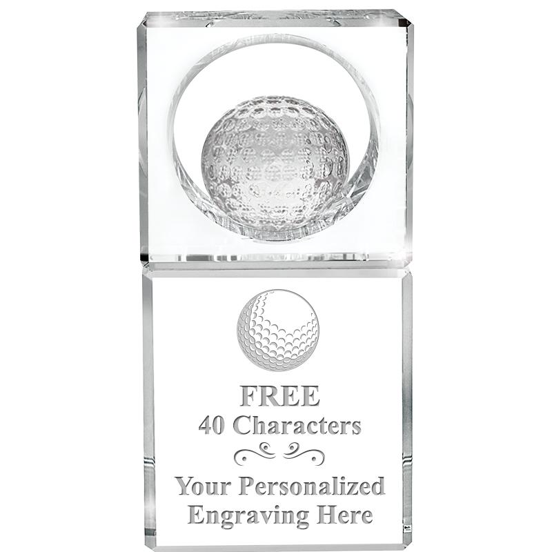 6" WINNERS CIRCLE GOLF CRYSTAL