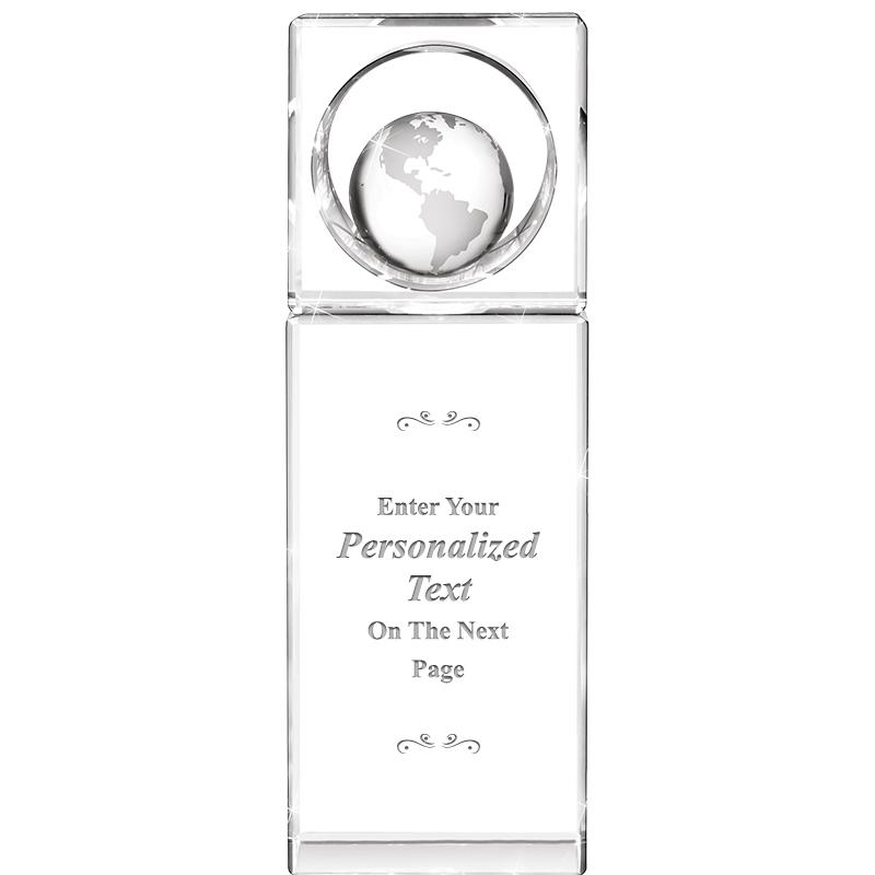 8"WINNERS CIRCLE GLOBE CRYSTAL