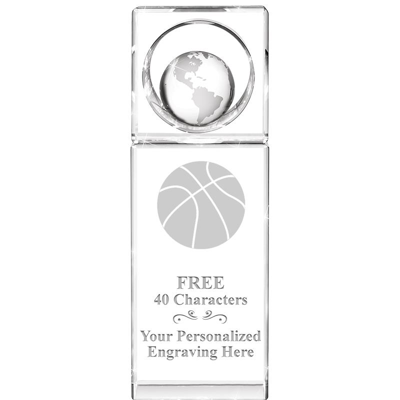 8"WINNERS CIRCLE GLOBE CRYSTAL