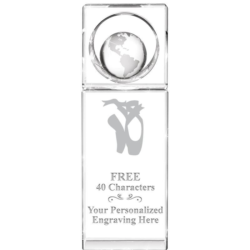 8"WINNERS CIRCLE GLOBE CRYSTAL