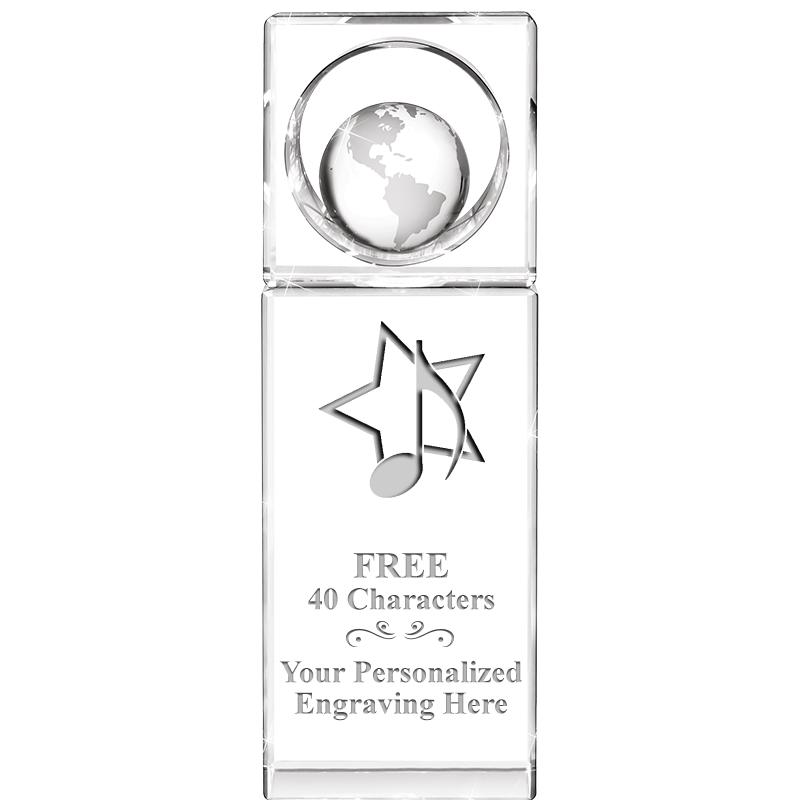 8"WINNERS CIRCLE GLOBE CRYSTAL