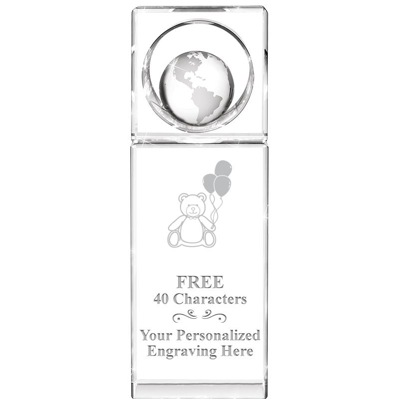 8"WINNERS CIRCLE GLOBE CRYSTAL