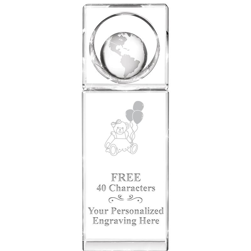 8"WINNERS CIRCLE GLOBE CRYSTAL