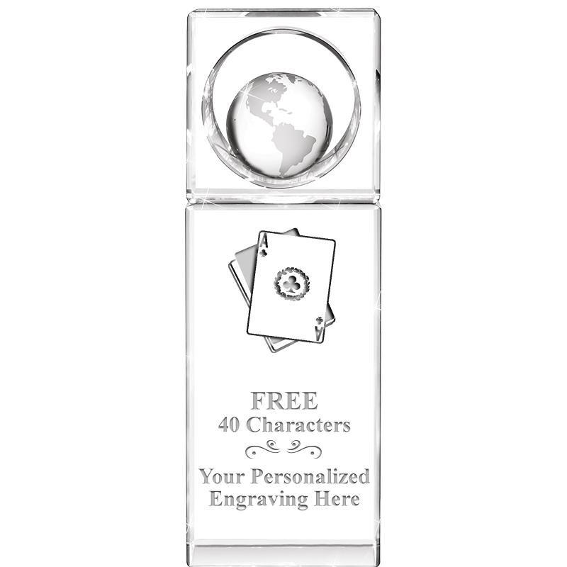 8"WINNERS CIRCLE GLOBE CRYSTAL