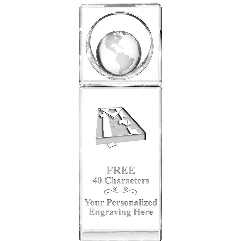 8"WINNERS CIRCLE GLOBE CRYSTAL