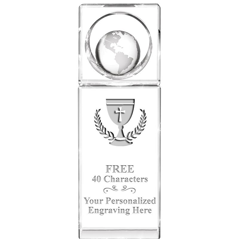 8"WINNERS CIRCLE GLOBE CRYSTAL