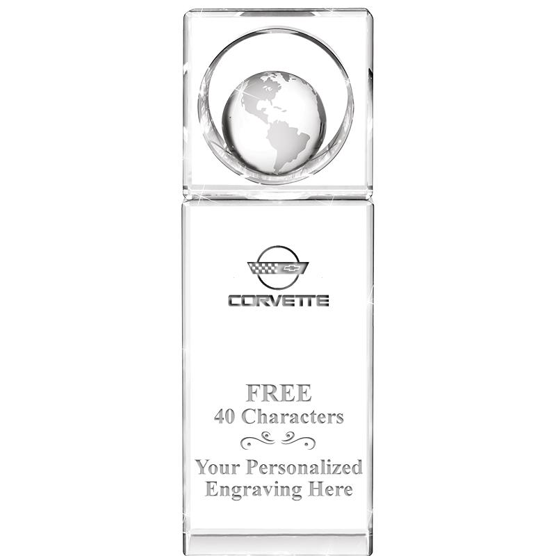 8"WINNERS CIRCLE GLOBE CRYSTAL