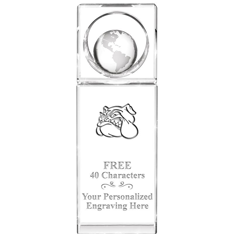 8"WINNERS CIRCLE GLOBE CRYSTAL