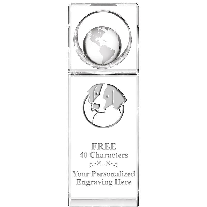 8"WINNERS CIRCLE GLOBE CRYSTAL