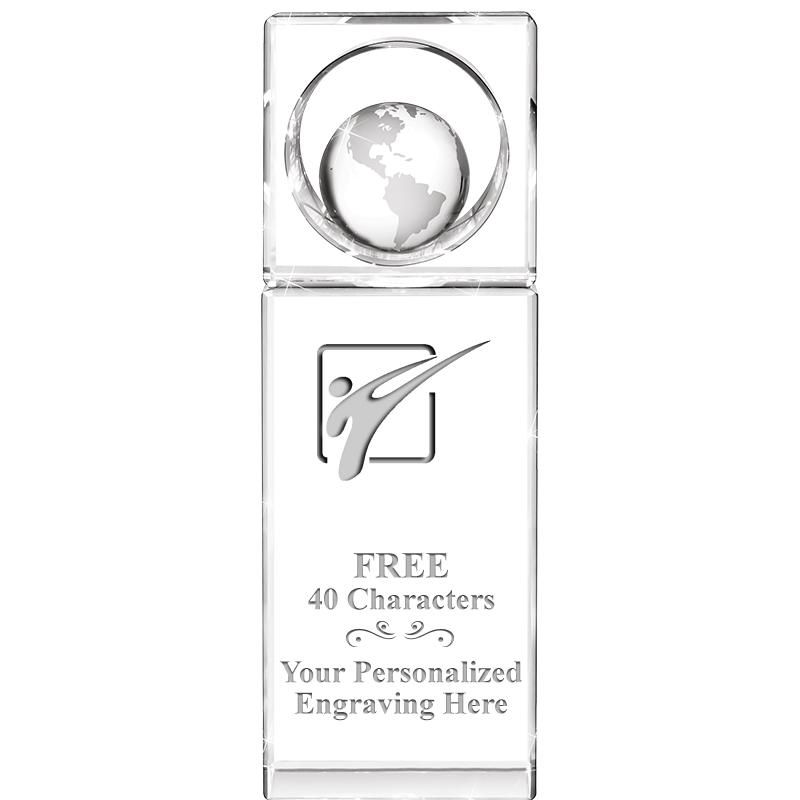 8"WINNERS CIRCLE GLOBE CRYSTAL