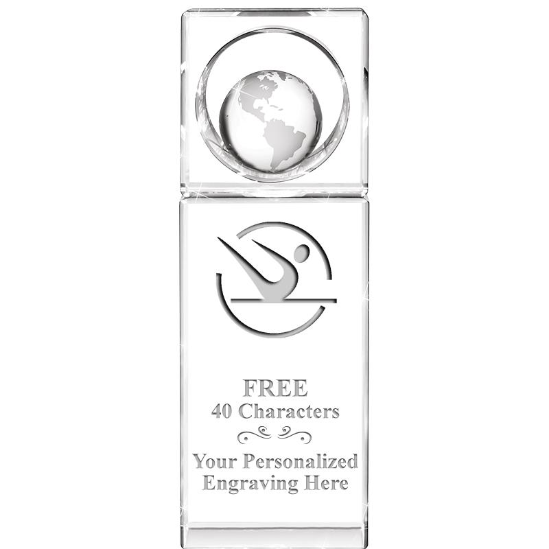 8"WINNERS CIRCLE GLOBE CRYSTAL